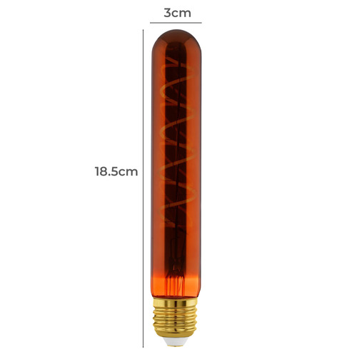 3cm Elvo E27 Tubular Warm White Amber LED Filament Bulb