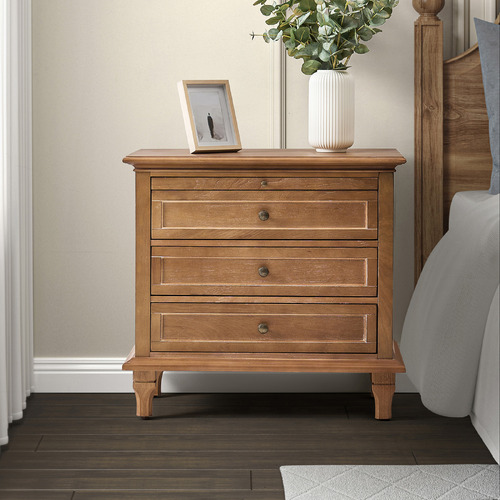 Germaine 3 Drawer Bedside Table with Charging Station