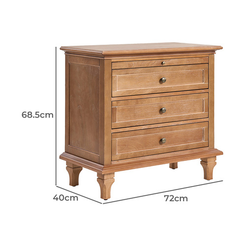 Germaine 3 Drawer Bedside Table with Pull-Out Shelf