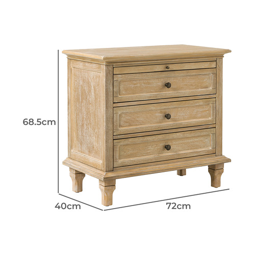 Germaine 3 Drawer Bedside Table with Pull-Out Shelf
