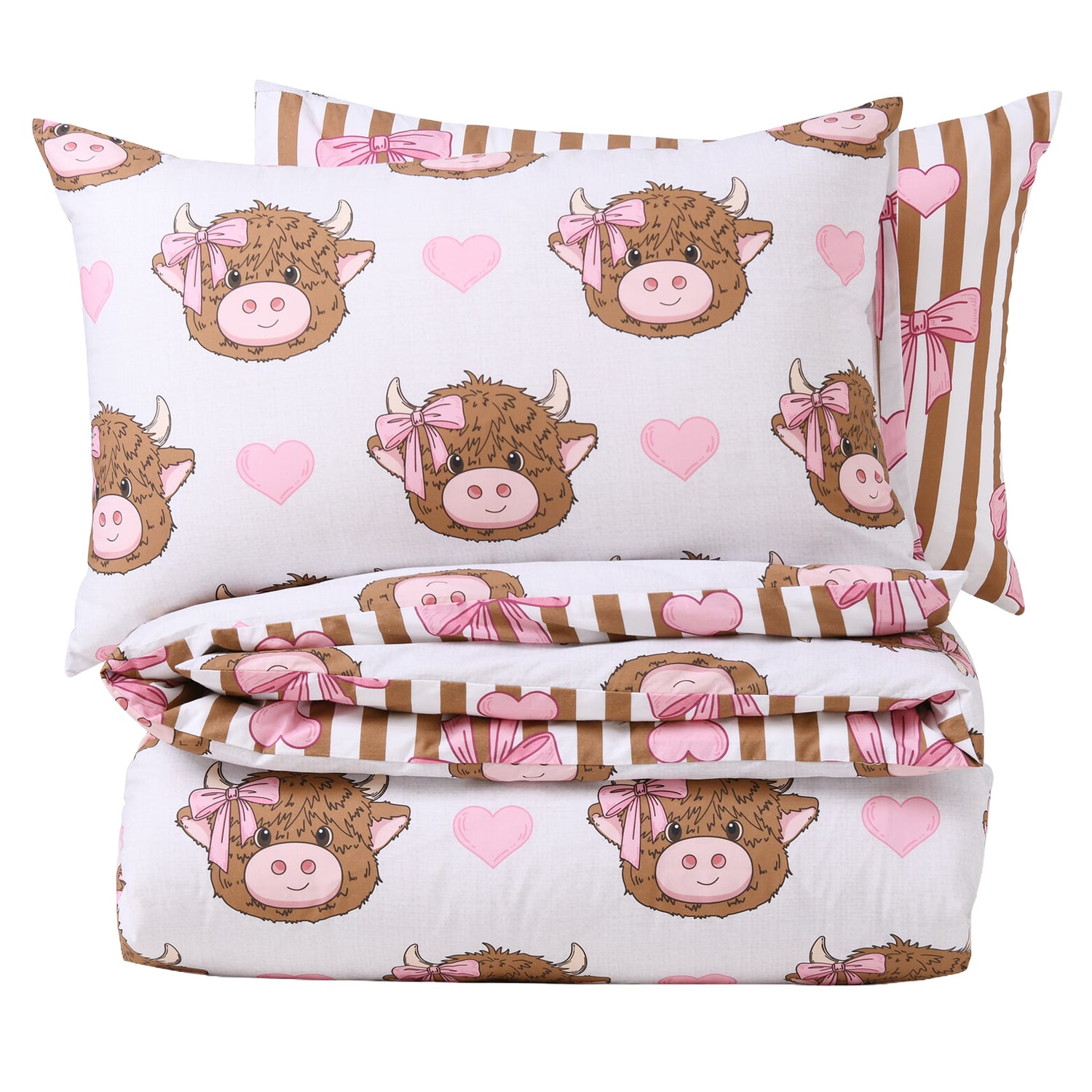 Iker Holly the Highland Cow Cotton Percale Reversible Quilt Cover Set