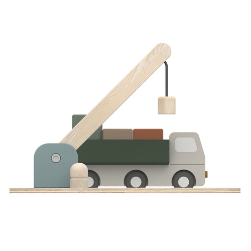 6 Piece Wooden Truck & Crane Set