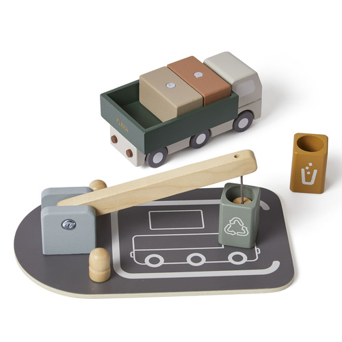 6 Piece Wooden Truck & Crane Set