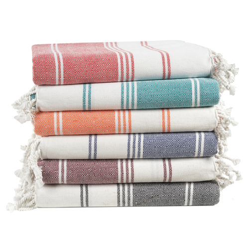 LaneLinen 6 Piece Diamond Turkish Cotton Beach Towel Set Temple & ster