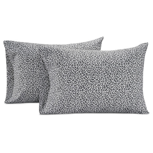 Charcoal Cheetah Organic Washed Cotton Quilt Cover Set Temple & ster