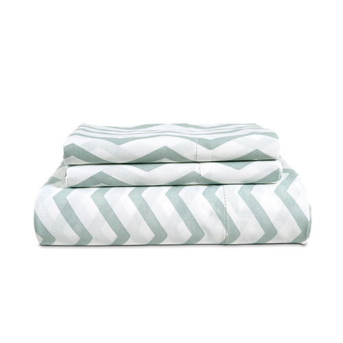 Chevron Blue Organic Washed Cotton Quilt Cover Set