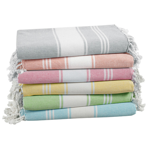 LaneLinen 6 Piece Chambray Turkish Cotton Beach Towel Set Temple