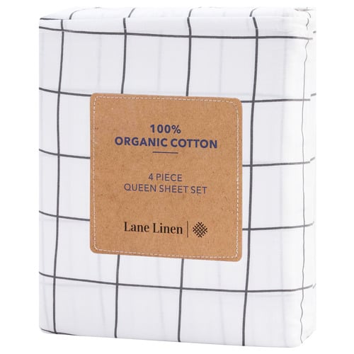 Charcoal-Windowpane-Organic-Washed-Cotton-Sheet-Set
