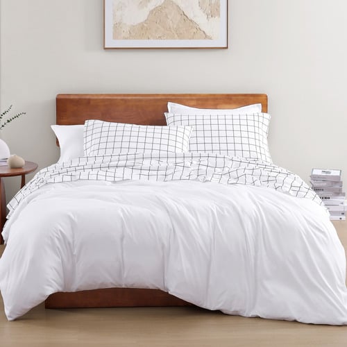 Charcoal-Windowpane-Organic-Washed-Cotton-Sheet-Set