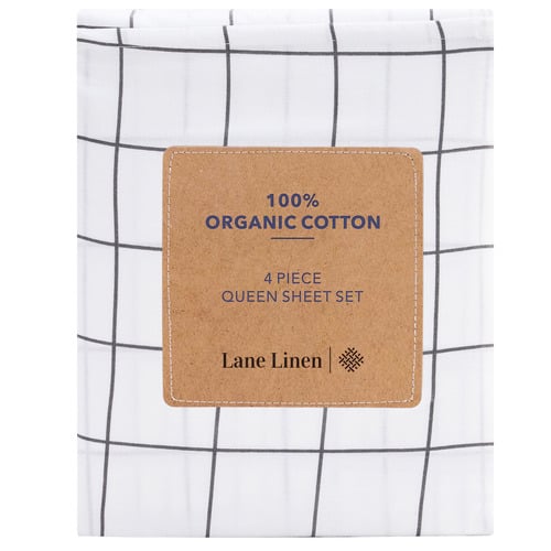 Charcoal-Windowpane-Organic-Washed-Cotton-Sheet-Set
