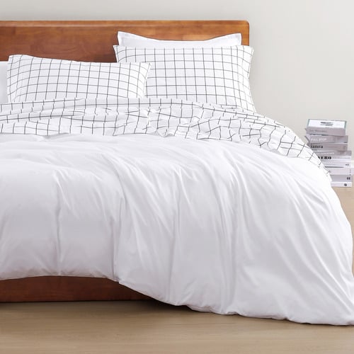 Charcoal-Windowpane-Organic-Washed-Cotton-Sheet-Set