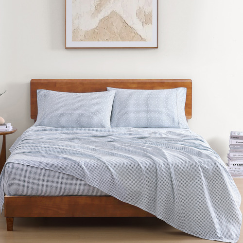 Blue-Polka-Dot-Organic-Washed-Cotton-Sheet-Set