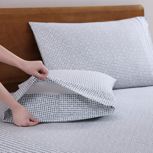 Blue-Polka-Dot-Organic-Washed-Cotton-Sheet-Set