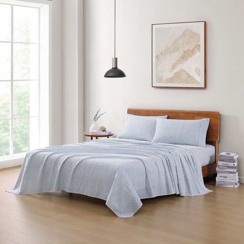 Blue-Polka-Dot-Organic-Washed-Cotton-Sheet-Set