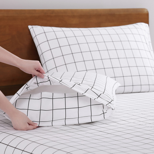Charcoal-Windowpane-Organic-Washed-Cotton-Sheet-Set