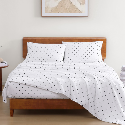 Black-Polka-Dot-Organic-Washed-Cotton-Sheet-Set