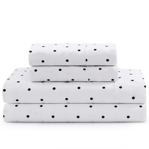 Black-Polka-Dot-Organic-Washed-Cotton-Sheet-Set