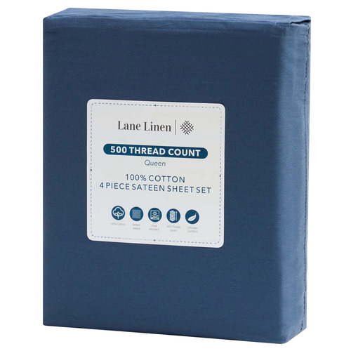 Perthshire Platinum 500 Thread Count Queen orders Sheet Cotton Sateen Ocean Blue