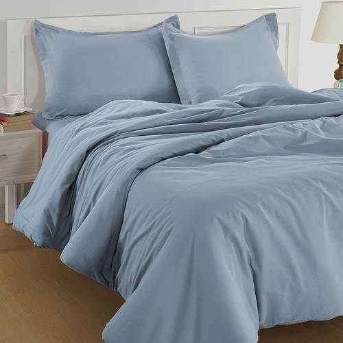 French Blue Washed Organic Cotton Quilt Cover Set