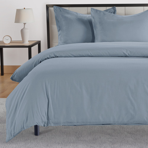 French Blue Washed Organic Cotton Quilt Cover Set