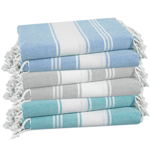 6 Piece Chambray Cotton Beach Towel Set