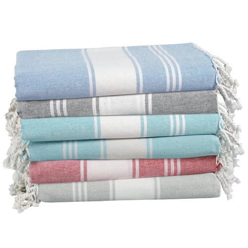 6 Piece Chambray Cotton Beach Towel Set