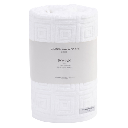 6 Piece Roman Combed Cotton Bathroom Towel Set
