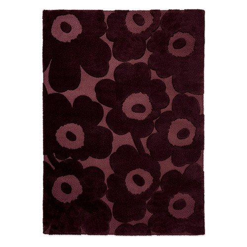 Burgundy Unikko Pure New Wool Rug