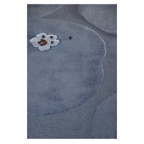 Dusty Blue Iso Unikko New Zealand Wool  Rug