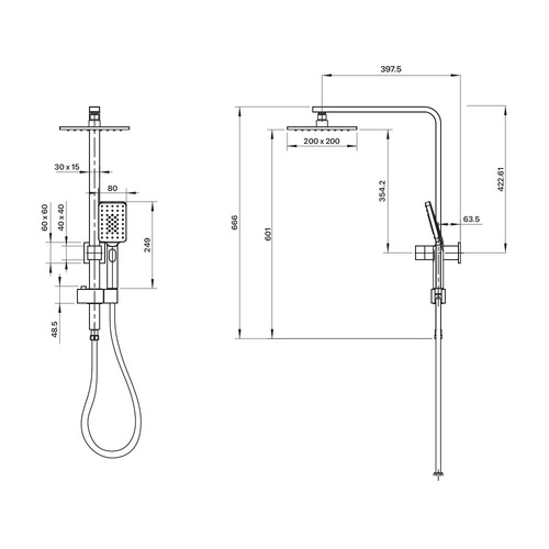 Chai Chrome Retro Twin Shower