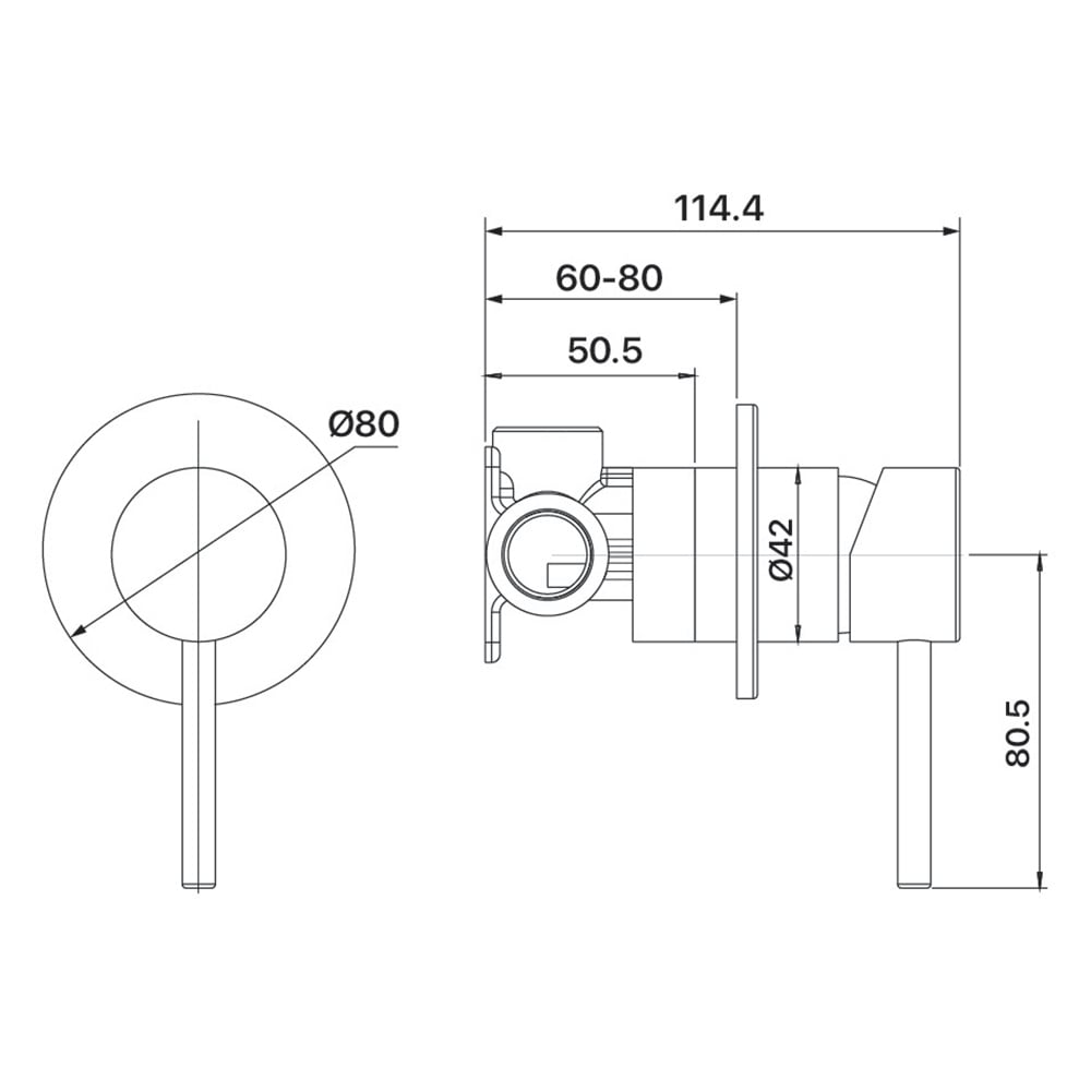 Anise 80mm Shower Wall Mixer Trim Kit Only
