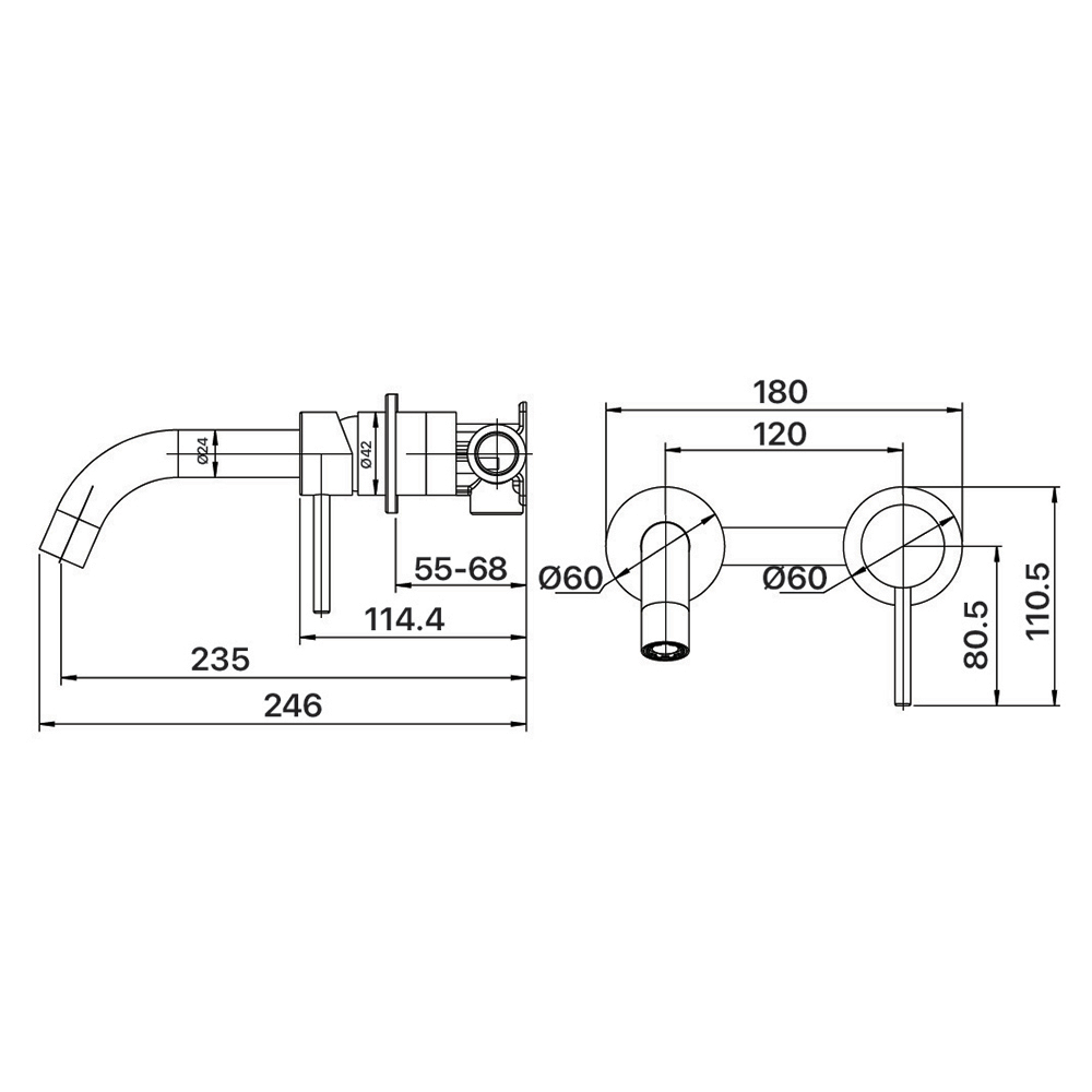 Anise 235mm Basin Wall Mixer Trim Kit Only