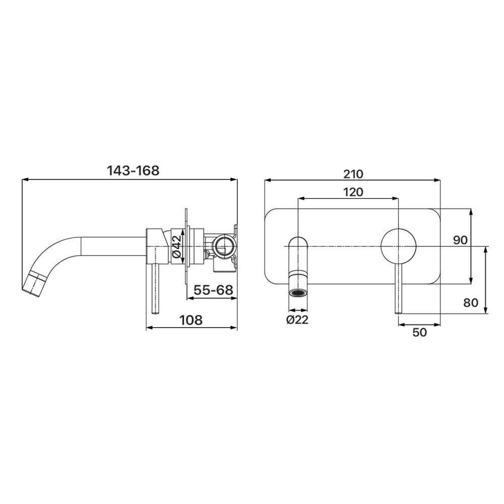 Anise 180mm Basin Wall Mixer Trim Kit Only