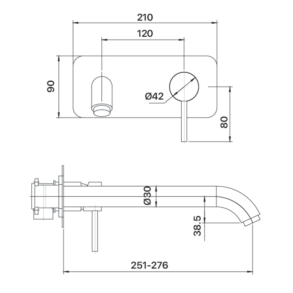 Anise 275mm Bath Wall Mixer Trim Kit Only