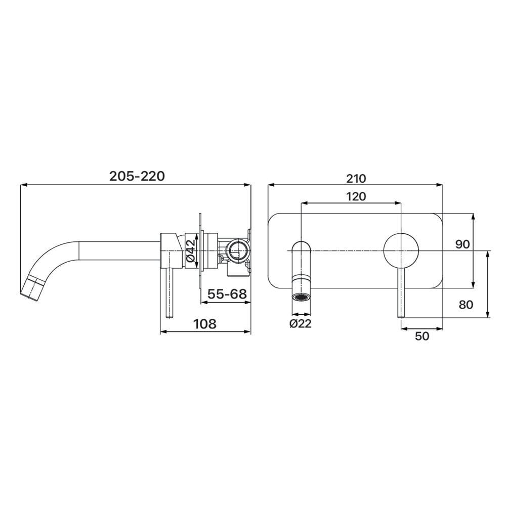 Anise 210mm Basin Wall Mixer Set