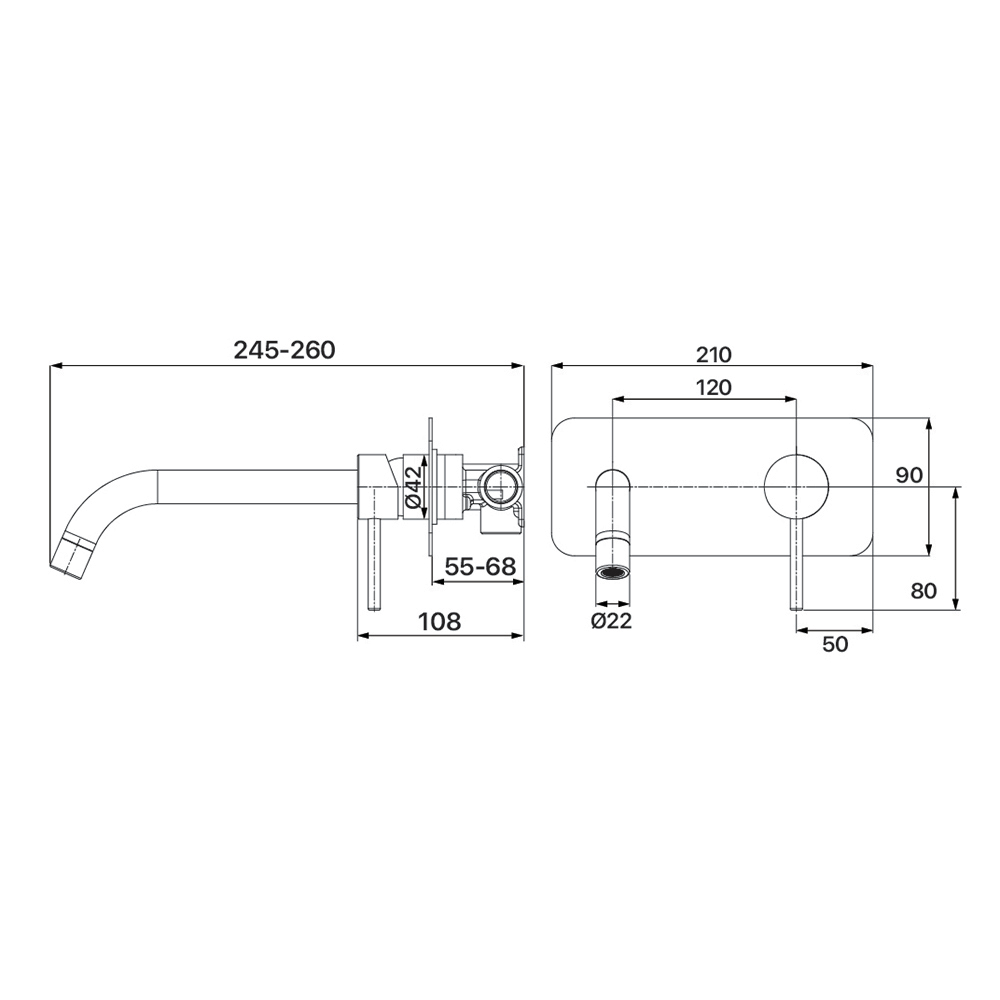 Anise 250mm Basin Wall Mixer Set