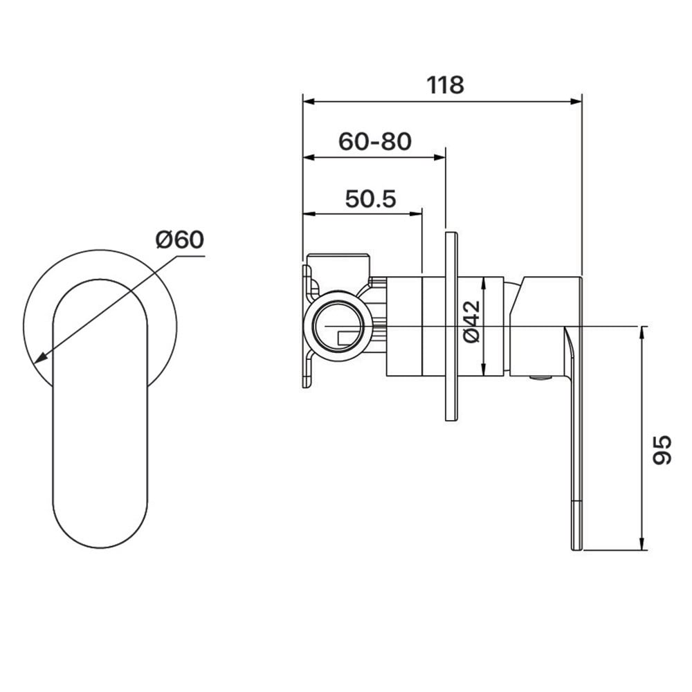 Saffron 60mm Shower Wall Mixer Trim Kit Only