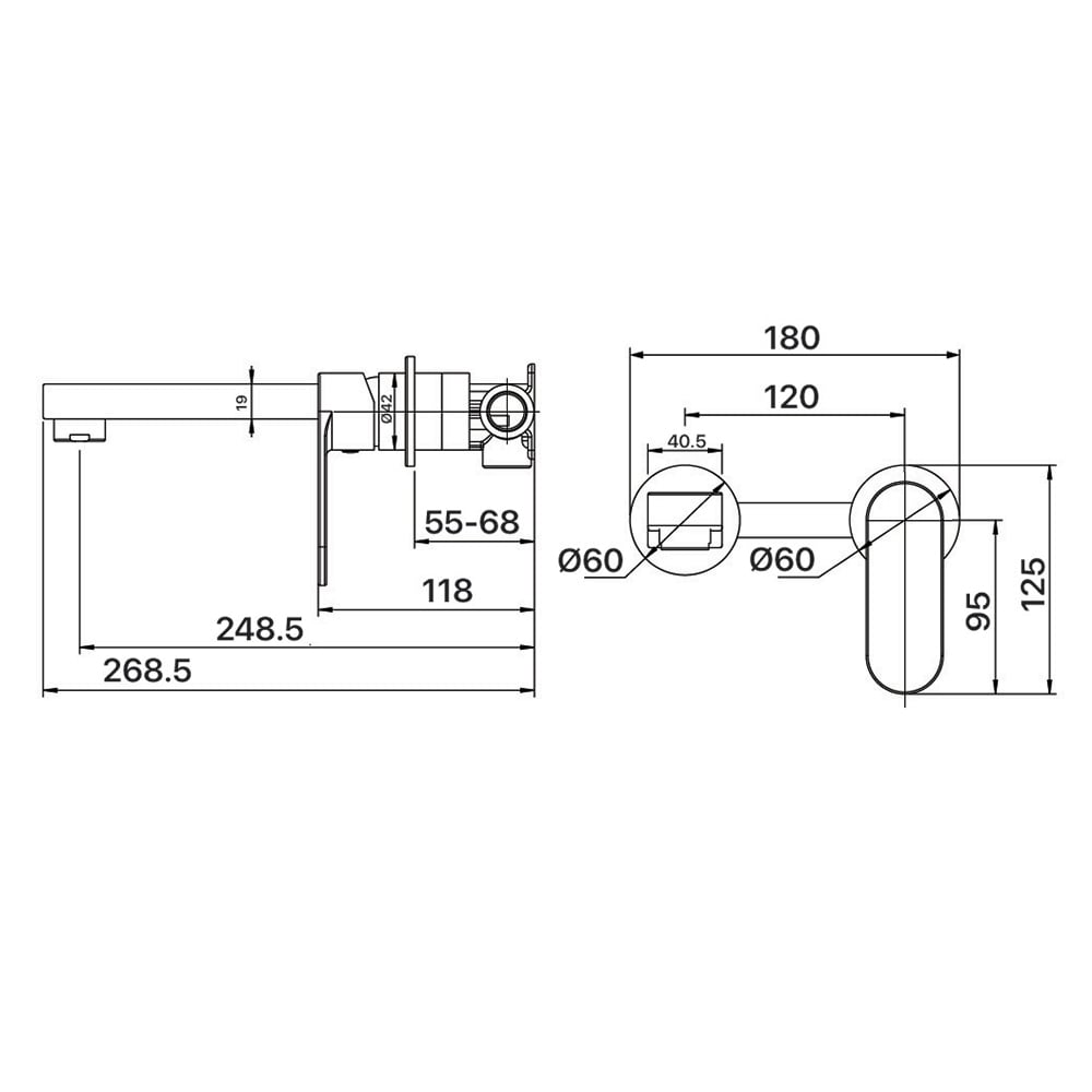 Saffron 245mm Basin Wall Mixer Set