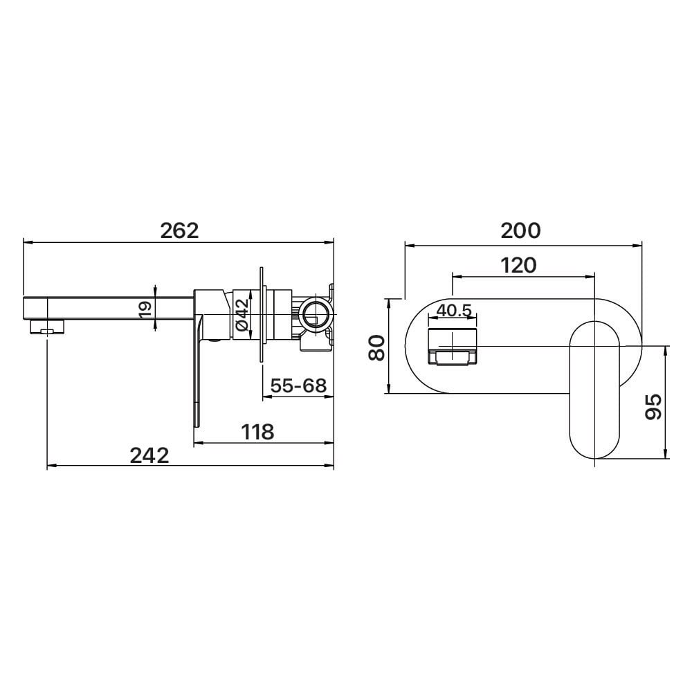 Saffron 240mm Basin Wall Mixer Trim Kit Only