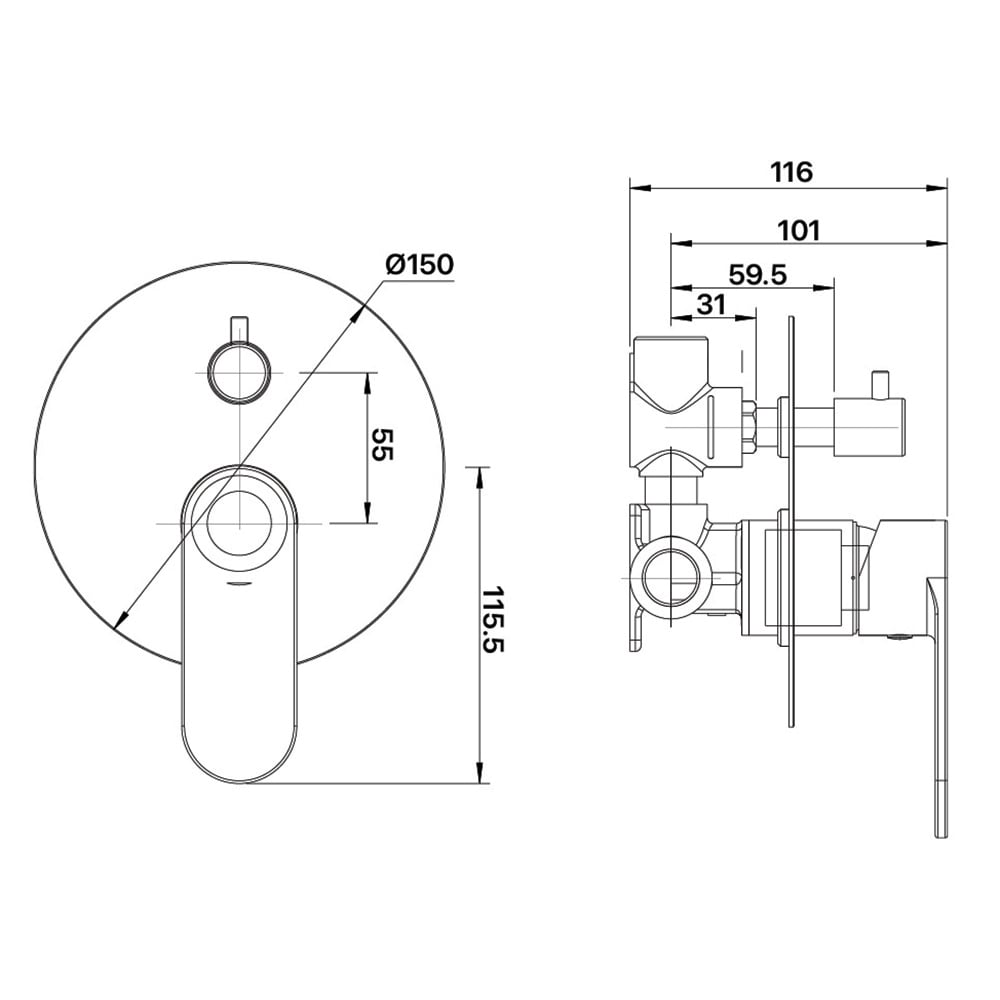 Saffron Shower Mixer Diverter