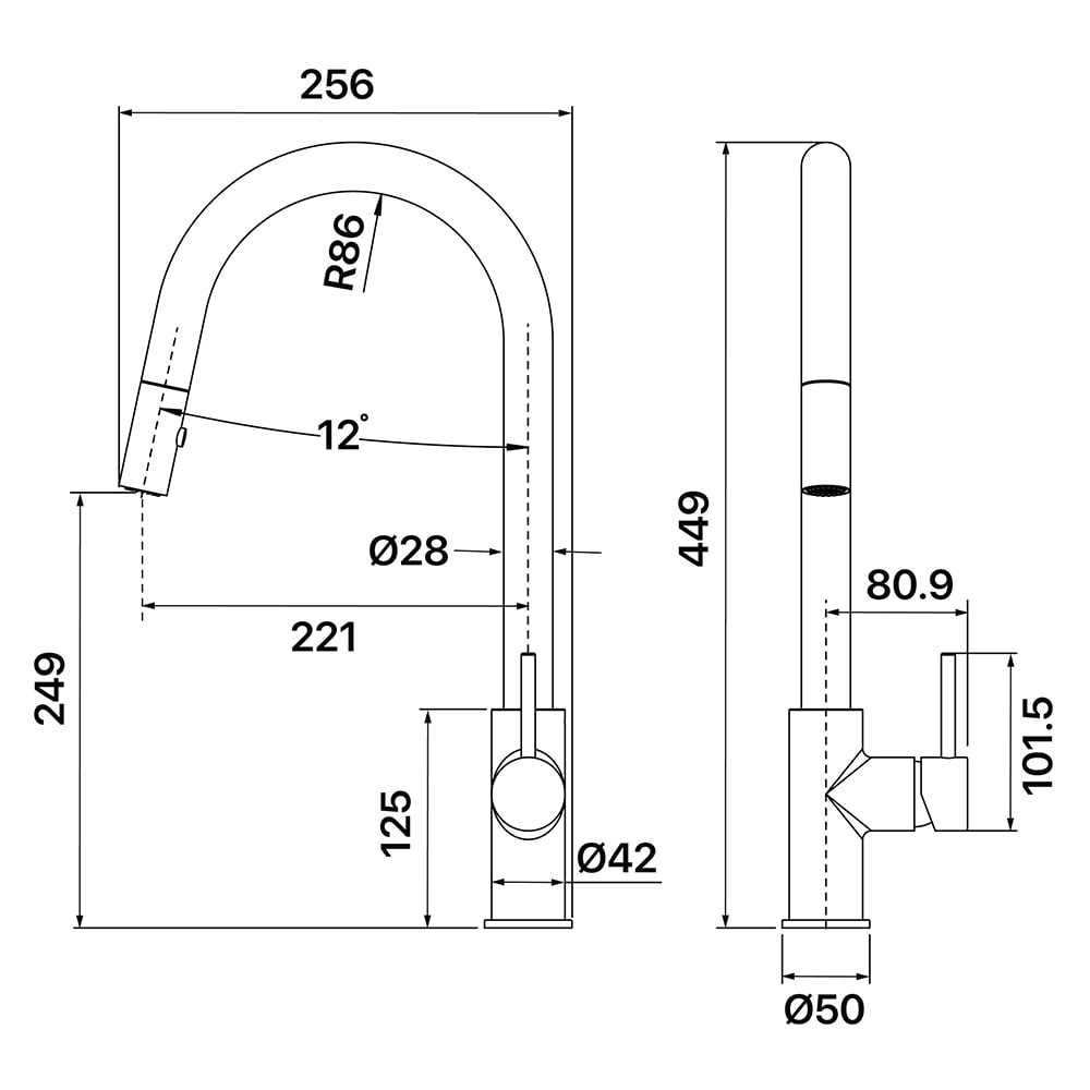 Anise Plus Gooseneck Pull-Out Kitchen Sink Mixer