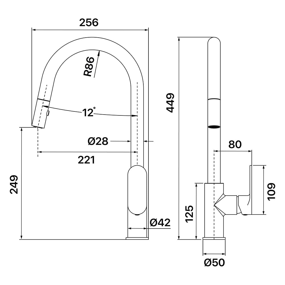 Saffron Gooseneck Pull-Out Kitchen Sink Mixer