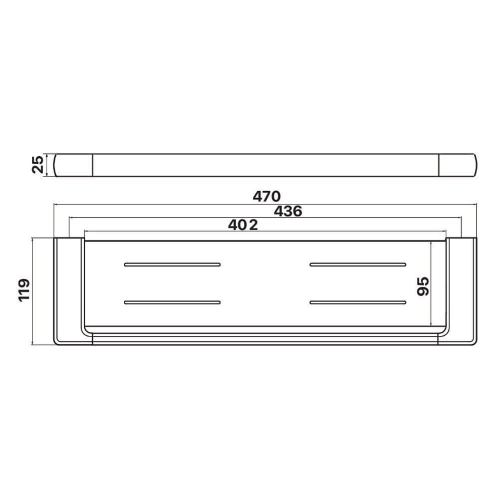 Sandalwood 470mm Zinc & Stainless Steel Shower Shelf