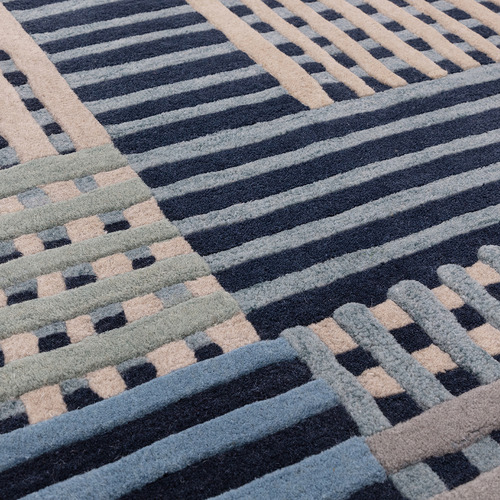 Blue Asiatic Hand-Tufted Wool Rug
