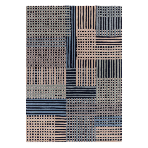 Blue Asiatic Hand-Tufted Wool Rug