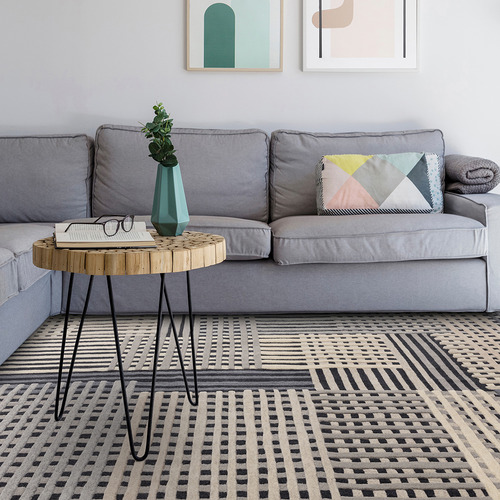 Grey Asiatic Hand-Tufted Wool Rug