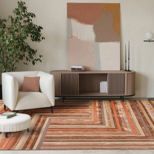 Terracotta Network Asiatic Hand-Tufted Rug