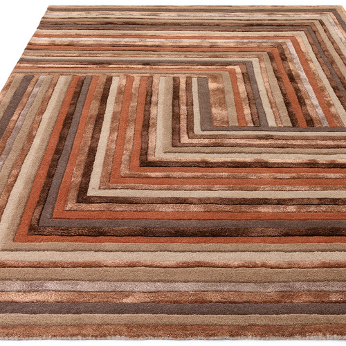 Terracotta Network Asiatic Hand-Tufted Rug