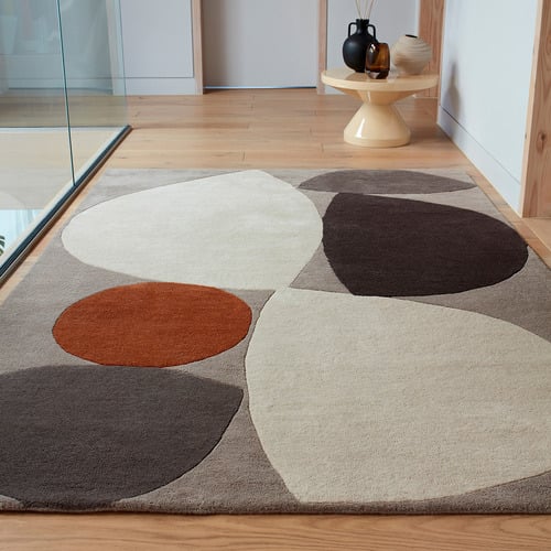 Grey Mid-Century Asiatic Hand-Tufted Wool Rug