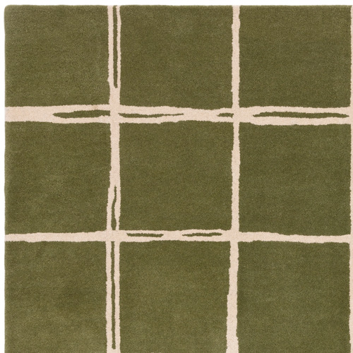 Olive Albany Grid Hand-Tufted Wool Rug